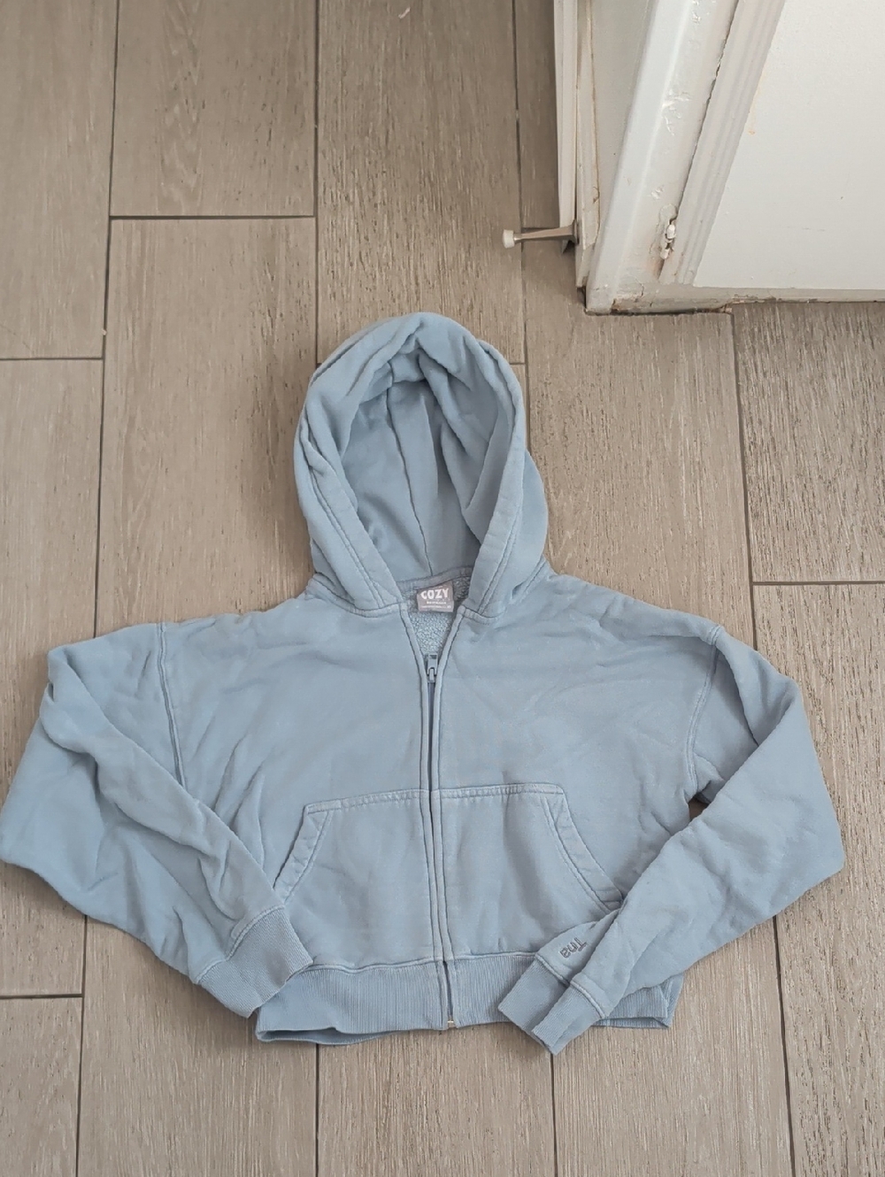 TNA Light Blue Cropped Zip Hoodie
